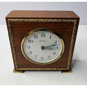 Seth Thomas Severn-3 Wood Alarm Clock Vintage Germany Model E 835-000 Gold Trim